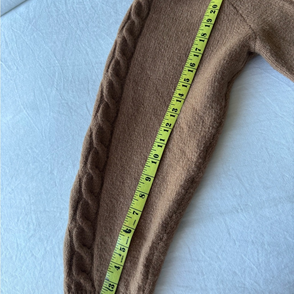 J. Crew Camel Cable Knit Cashmere Blend Cardigan with Gold Buttons - Picture 6 of 6